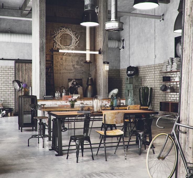 thiết kế quán cafe phong cách industrial